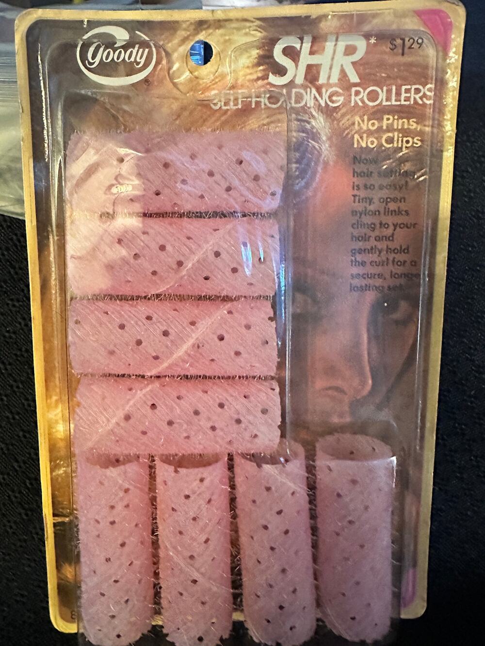 VTG NOS 1973 Goody Self Holding Rollers 8pk Hair Curlers USA large 7/8” pink